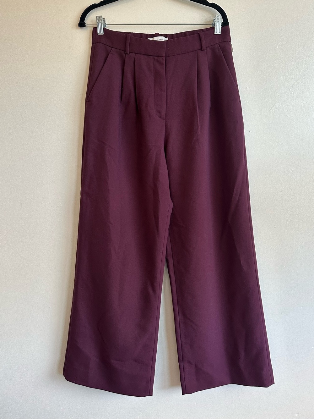 Abercrombie & Fitch Wide-Leg Sloane Tailored Trousers Burgundy Plum Size 30